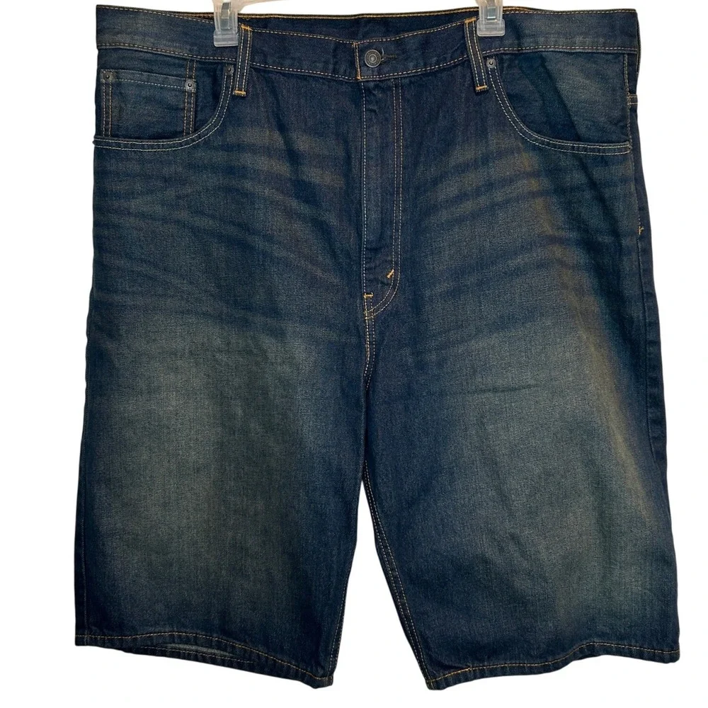 Levi's 569 Loose Straight Shorts 42 Mens Dark Wash Blue Denim Baggy Jorts